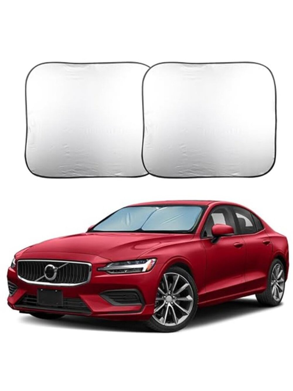 2 Piece 31"x28" Foldable Car Windshield Sun Shade UV and Heat Protection